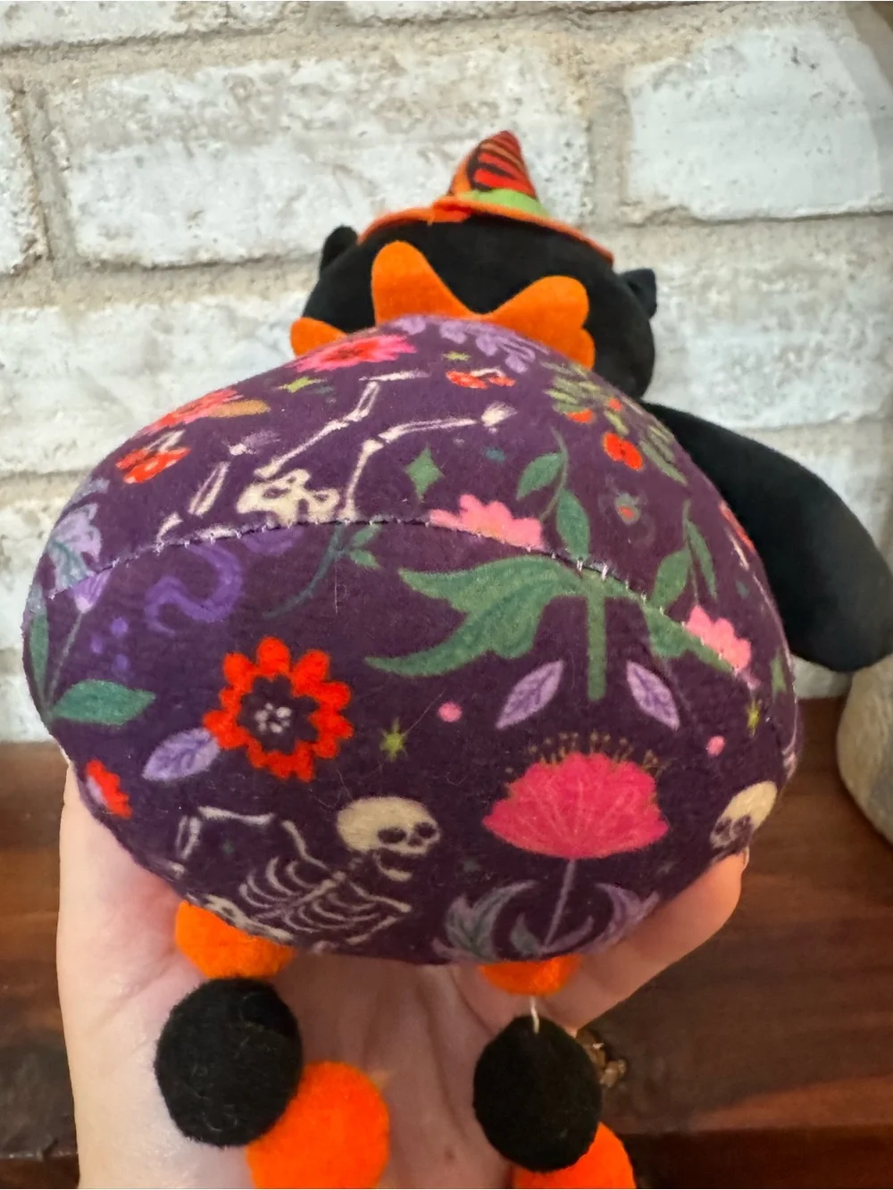 Vintage style Halloween Black Cat Plush Cat Shelf Sitter